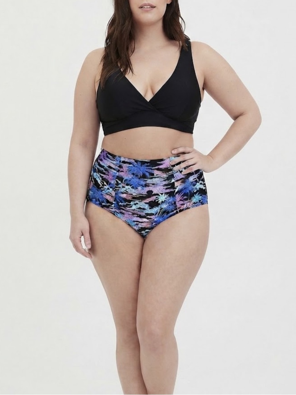 New! Set! Torrid sz 4‎ Shimmer Palm Tree Print Bathing Swim Suit Top Bottoms 4X
